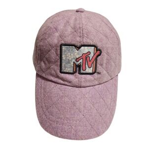 MTV Quilted Baseball Cap Purple Lavender Floral Logo Hat Adjustable Strapback